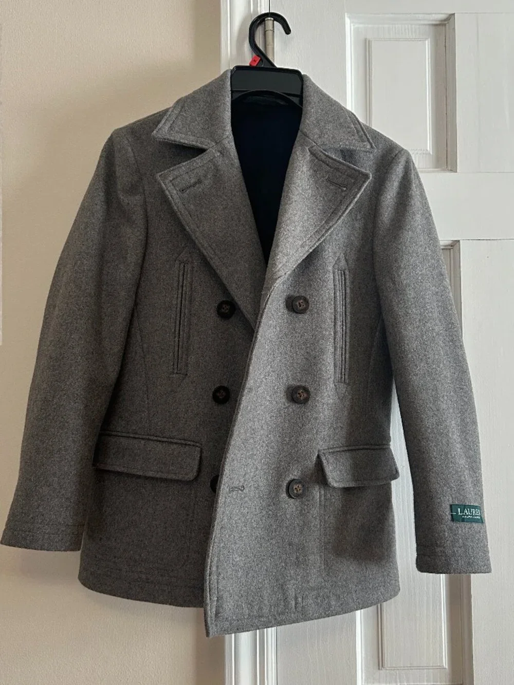 Ralph Lauren Double Breasted Gray Wool Coat for Boys Size 10 R